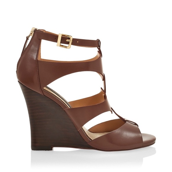 White House Black Market Briget Brown Gladiator Wedges Sandals 7.5 - Picture 2 of 9